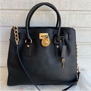 MICHAEL KORS Black XL Hamilton Laptop Shoulder Bag Jet Set Raven Mercer Voyager